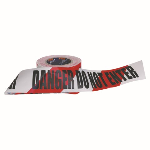 TAPE BARRIER 75MM X 100M RED/WHITE DANGER DO NOT ENTER